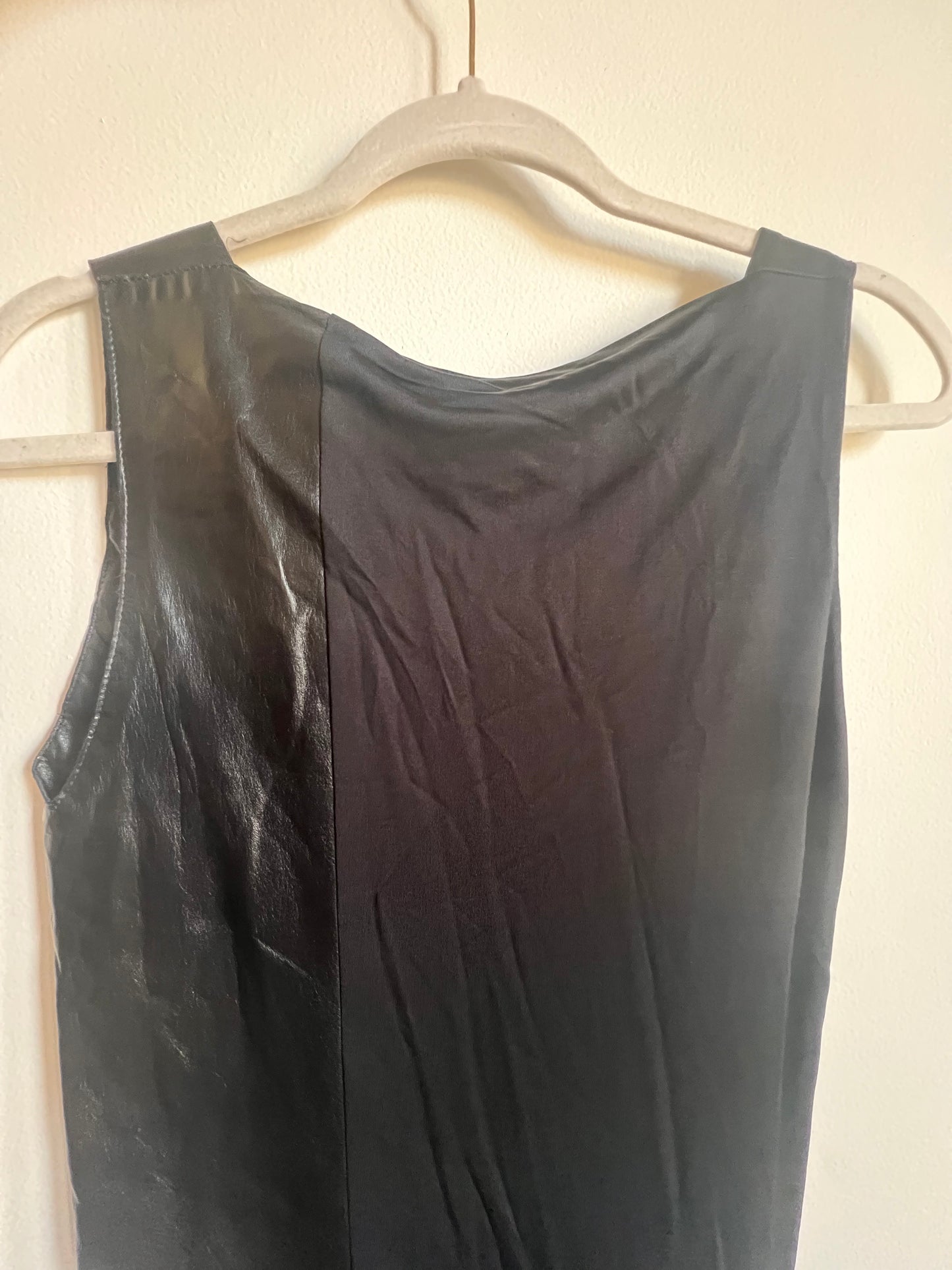 Asymmetry Black Italian Leather Dress